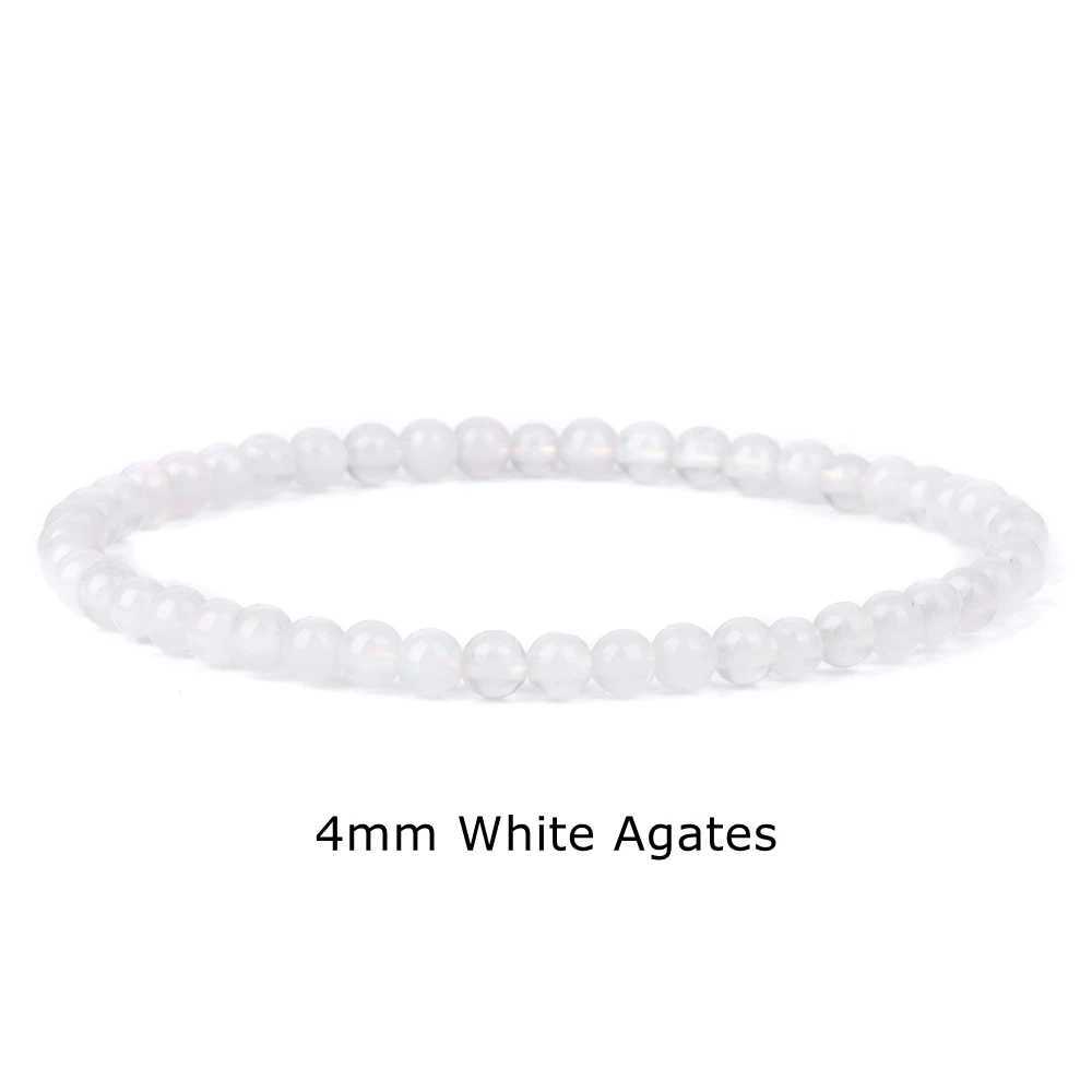 Fashion White Agates Bead Bracelets Natural Stone Beaded Bracelet 4 6 8 10mm Stonebead Bracelets for Women Men Jewelry BanglesX240921