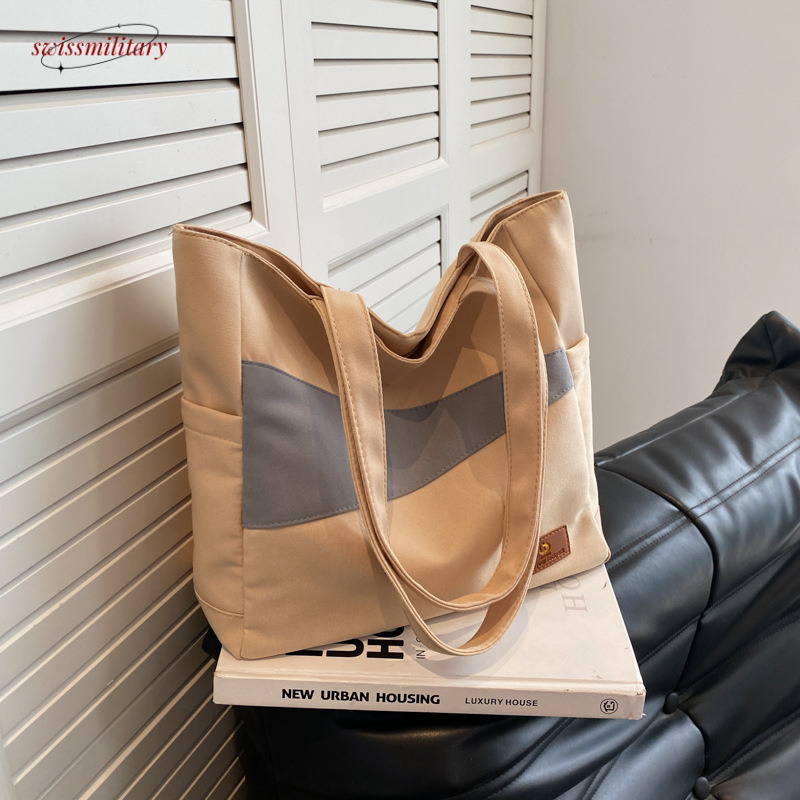 Work commuting large capacity canvas hand-held cloth single shoulder tote bag, autumn and winter feminine style new bag #19 Swissmilitary