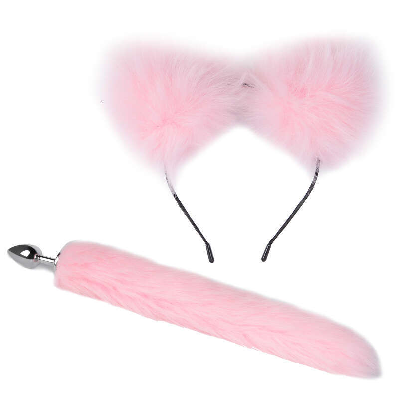 Sexy SM prop tuning metal anal plug alternative cosplay cat ear headband tail anal plug two-piece set hair replacement