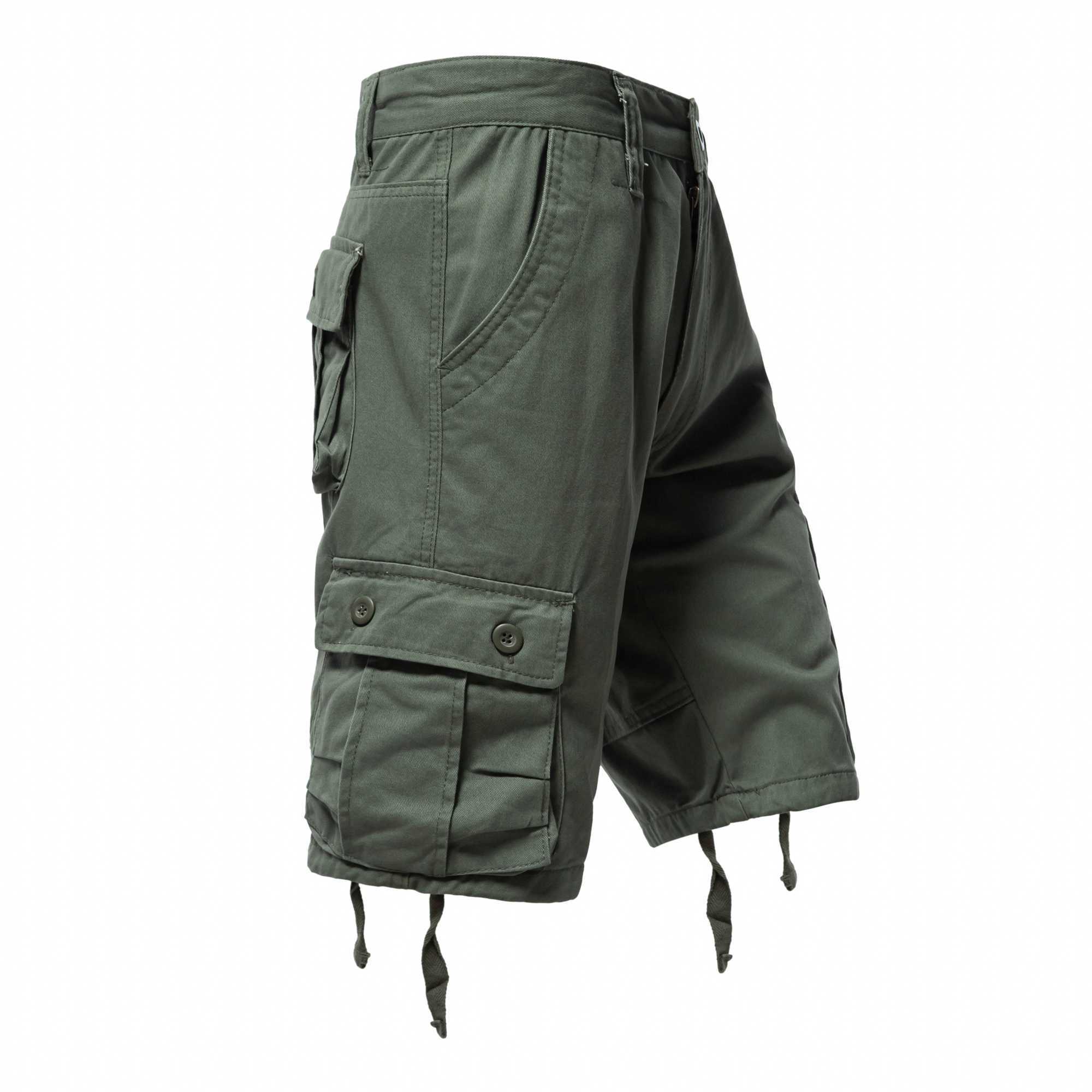 Mens Cotton Cargo Shorts Multi Pocket Tactical Half Pants Sports Casual Hiking Short Pants Fashion Y2K Male ClothesX240921