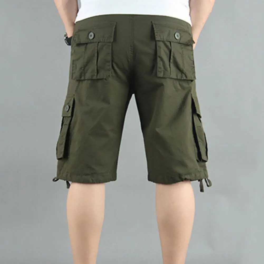 Summer Cargo Shorts Men Multi-Pocket Cotton Casual Shorts Classic Outdoor Solid Color Knee Length Pants Straight Jogger TrousersX240921