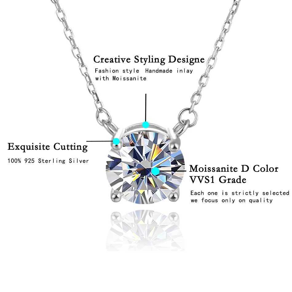 URMYLADY Moissanite Diamond 8.0mm 2CT Womens Necklace Pendant 925 Womens Necklace Party Bridal Exquisite Jewelry W240918