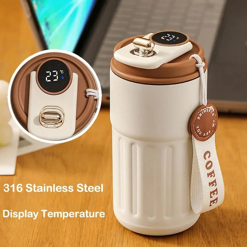 450ml Thermos Bottle Smart Display Temperature 316 Stainless Steel Vacuum Cup Office Coffee Business Portable Thermal Mug 240918