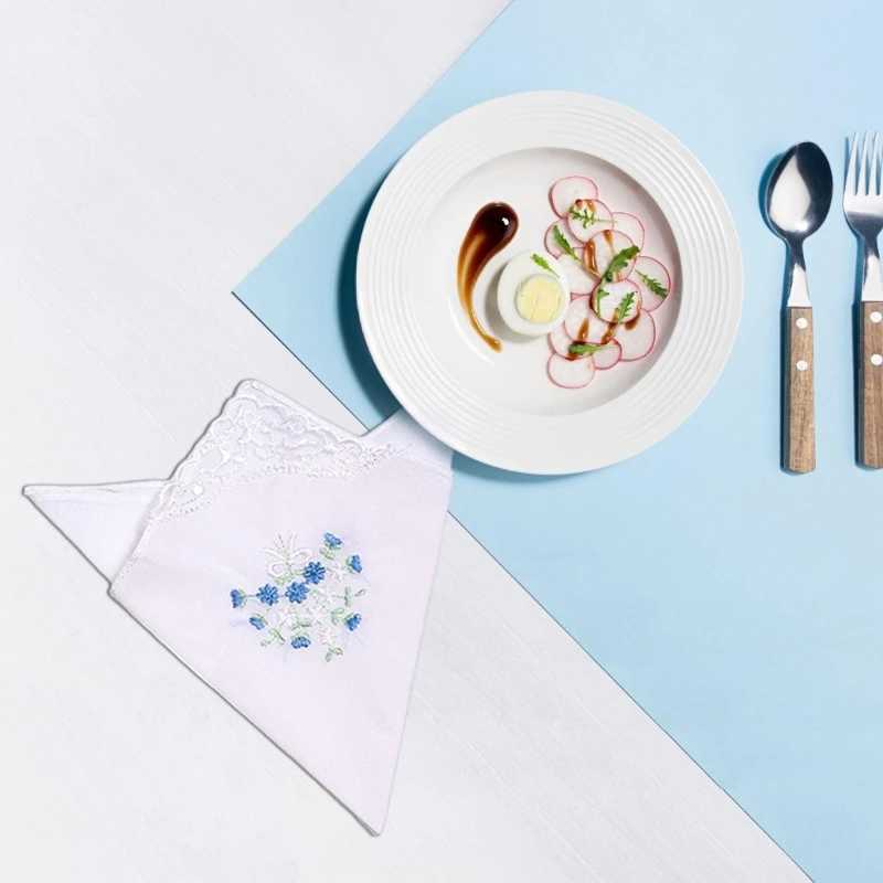 Pack of 12 28x28cm Girl Handkerchief Hankies Pocket Flower Pattern Pocket Square Pack of 12 28x28cm Girl Handkerchief HankiesX240921