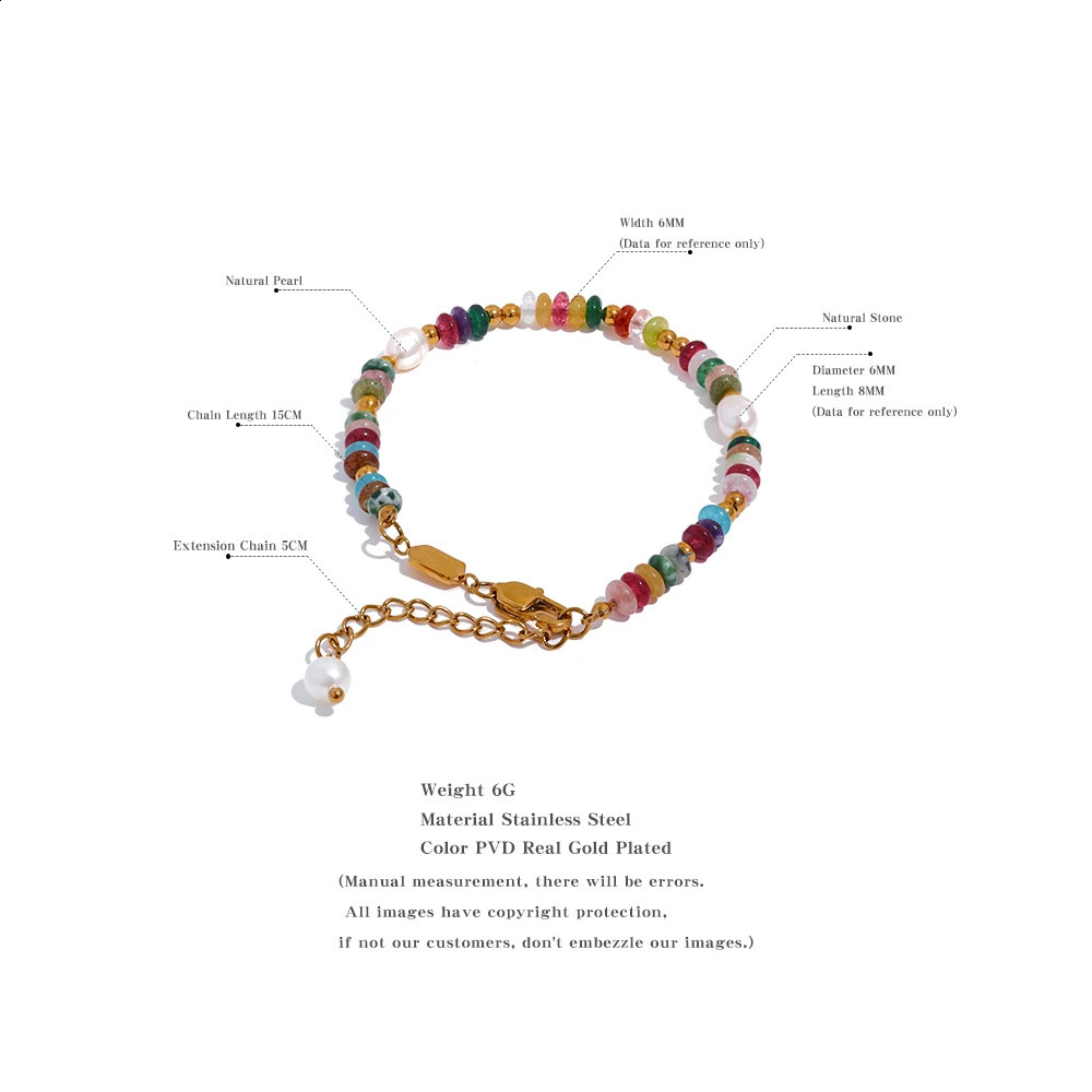 Yhpup HighGrade Natural Stone Pearl Chain Stainless Steel Bracelet Bangle for Women Waterproof Trendy Jewelry Gift 240919