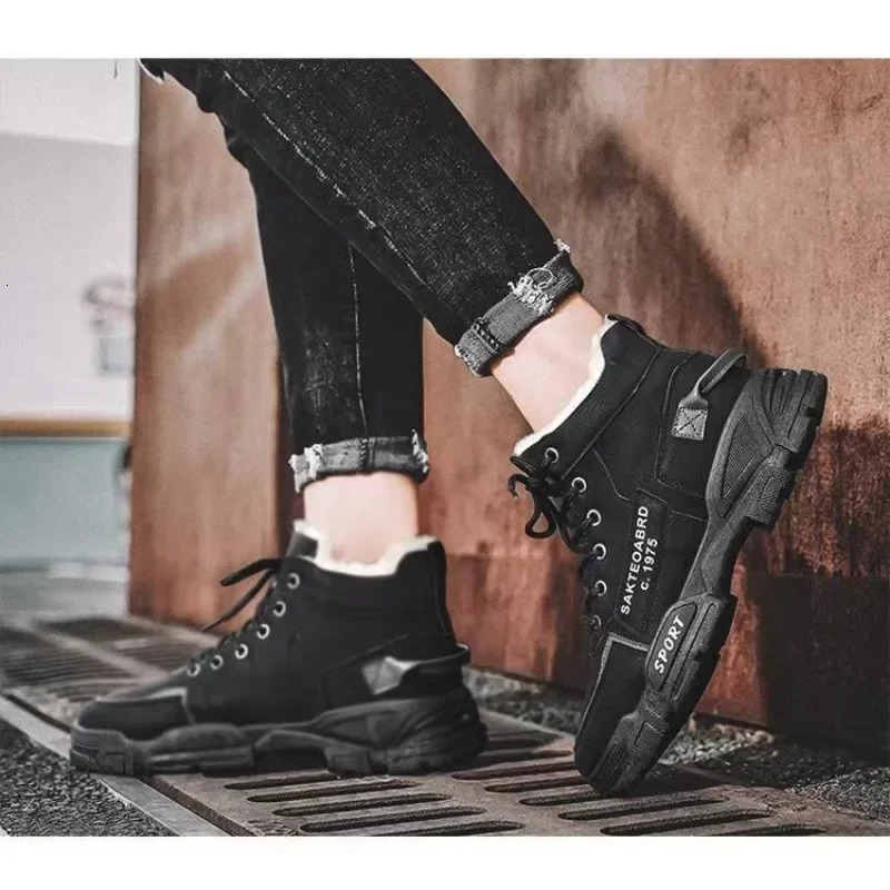 Free shipping designer shoes new men's winter fashion plush snow casual outdoor sports shoes lace up warm shoes anti slip snow boots shoes balanc