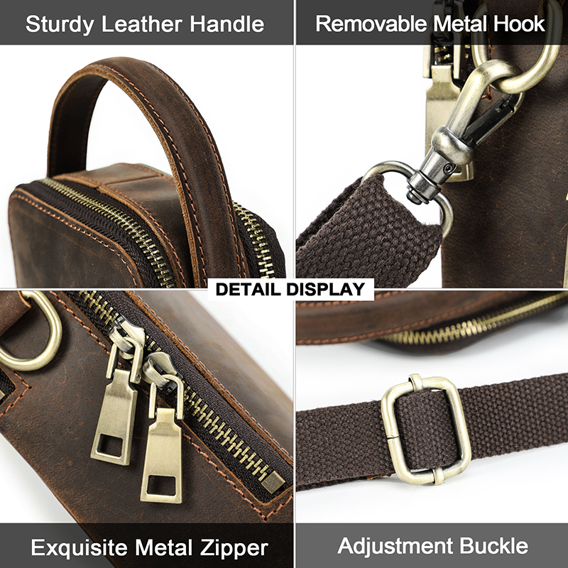 Contact's Men's Designer Genuine Leather Men Small Shoulder Bag Vintage Crossbody Messenger Male Purse Phone Bags Handbag