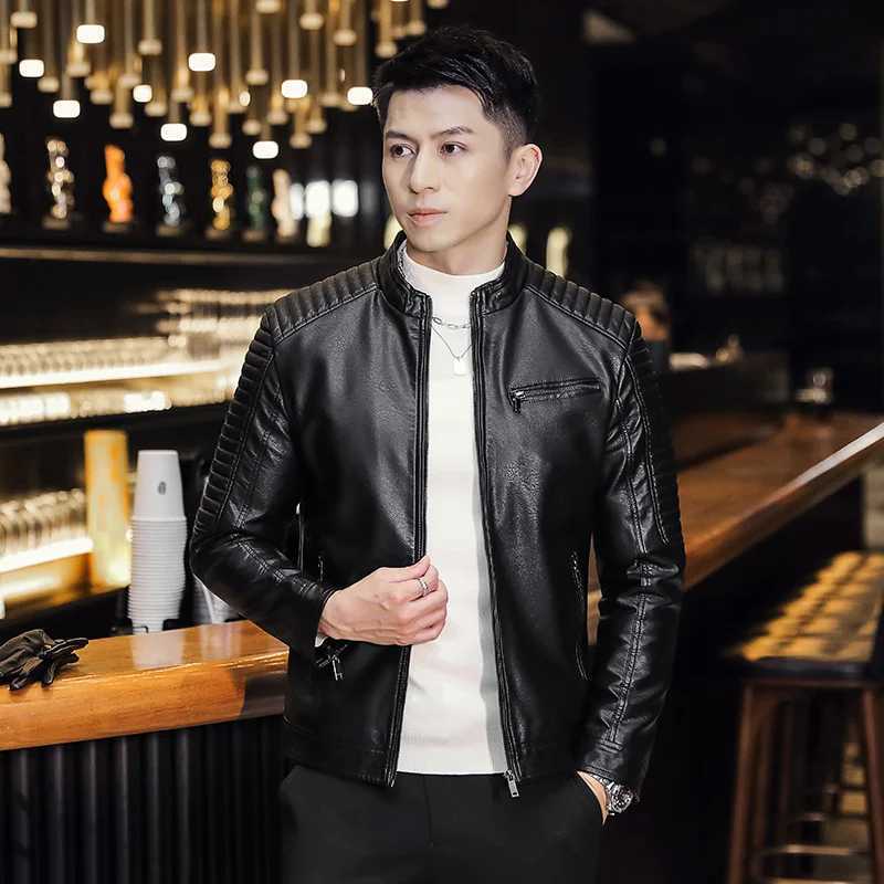SUPUSCREAT Mens New Artificial Leather Jacket Casual Slim Fit Spring/Summer Motorcycle Pu Clothing Mens Jacket W240918
