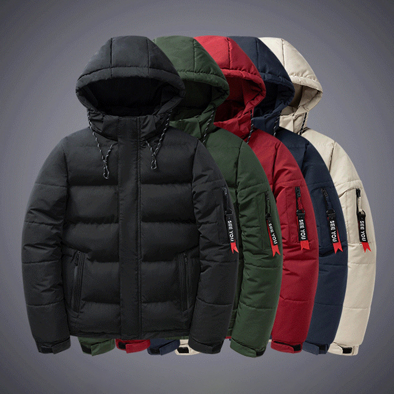 New Winter Warm Thick Waterproof Hooded Parkas Jacket Coat Mens Fashion Solid Casual Windproof Jackets Outwear Male