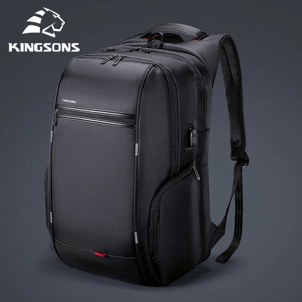Kingsons waterproof mens backpack laptop bag 17 inch external USB charging antitheft multilayer Mochila 240919