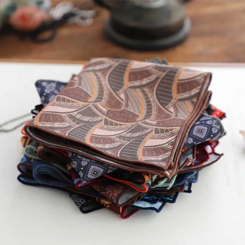 Hongkong Street Style Flower Dots Printed Pocket Square Men Adult Brown Navy Animal Handkerchief Towel Formal Suit Tuxedo HankyX240921