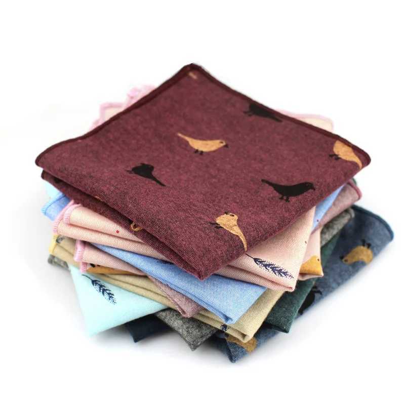 Adult Cotton Handkerchiefs Print Pattern Hanky for Men Business Casual Pockets Square Handkerchief 25cm Width Wedding HankiesX240921