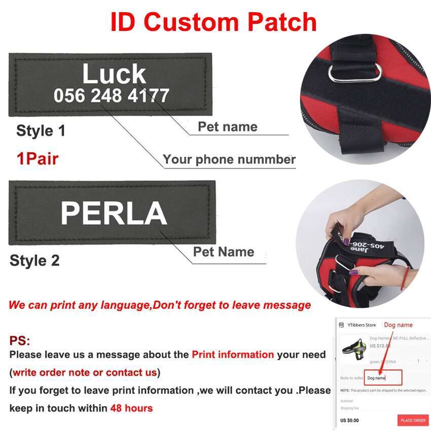 Personalized dog without tension, small reflective harness vest, French Bulldog ID patch pet supplies