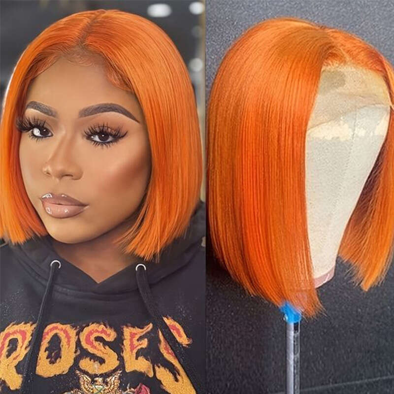 Front Short Bob Wig Indian #350 13X4 Straight T Part Lace Transparent Frontal Wigs Human Hair For Black Woman
