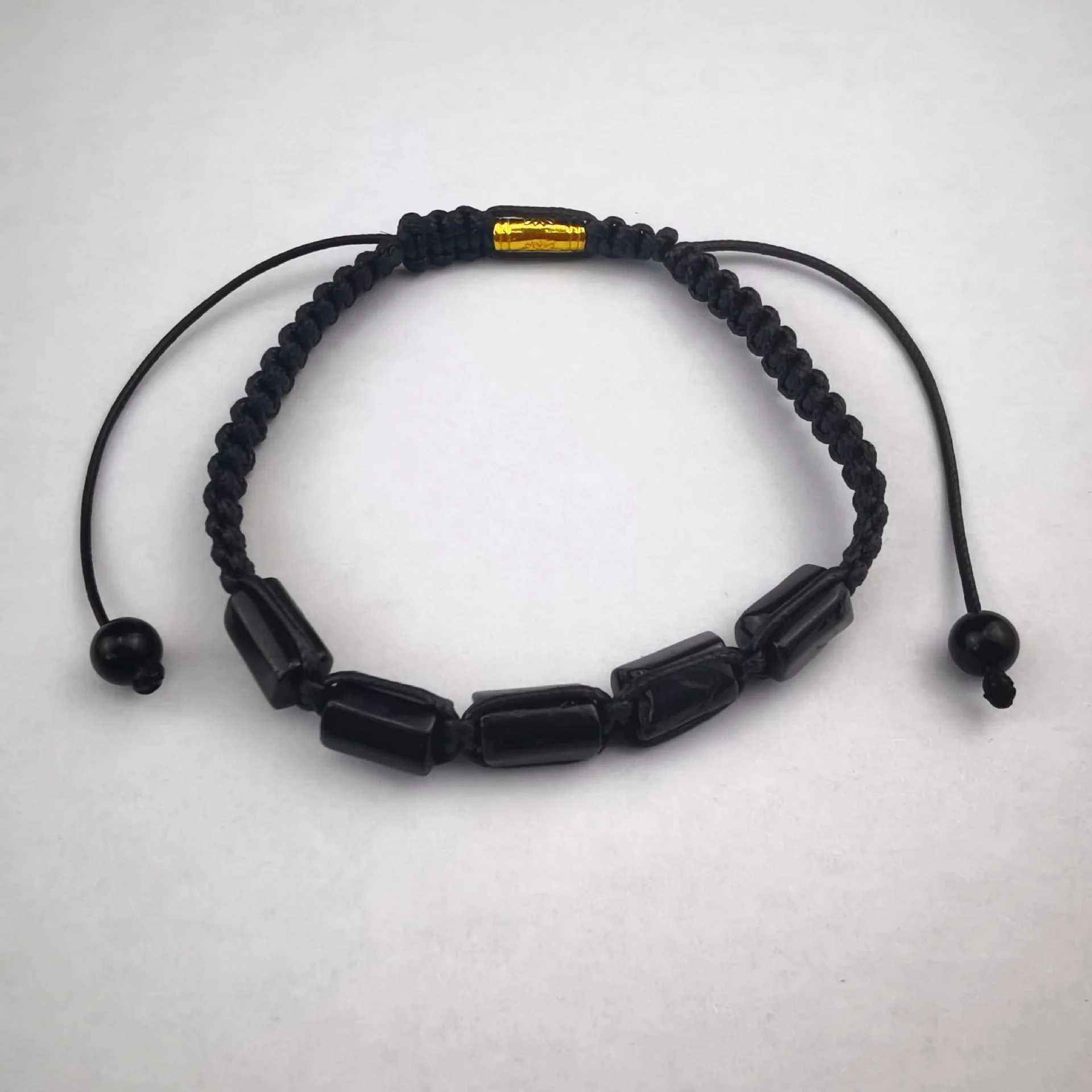 Irregular Natural Black Tourmaline Bracelet Men Handmade Braided Bad Energy Protection Crystal Bracelets Adjustable Jewelry X168X240921