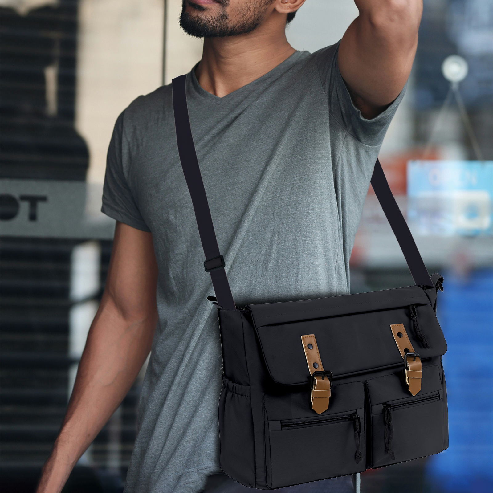 Fashion Men Messenger Bag High Capacity Multi-Pockets Casual Shoulder Crossbody Bags For Student Work Business Unisex