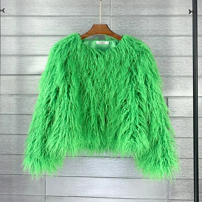 Pink Faux Fur Coat Women Clothing O-Neck Plush Jacket Winter Coat Female Overcoat Long Sleeve Fluffy Jacket Teddy Outerwears 240911