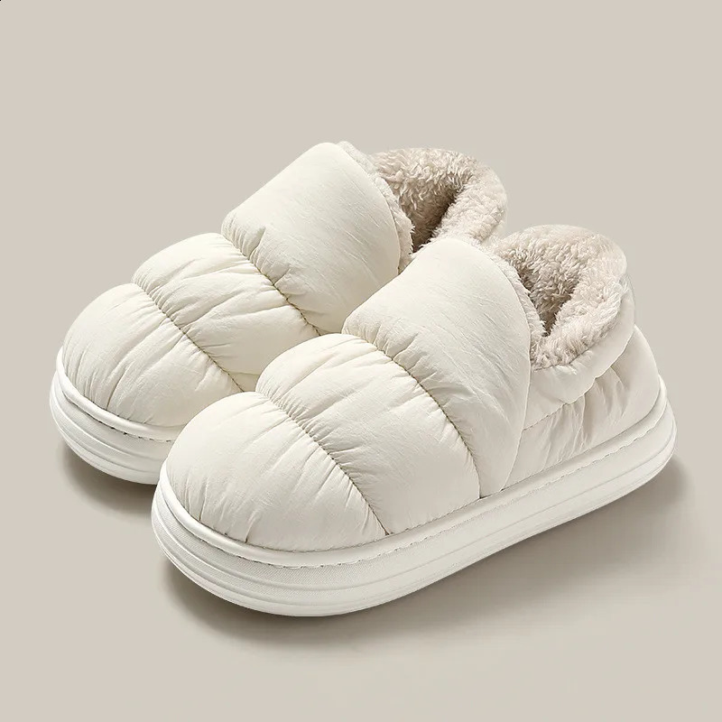 Winter Warm Men Slippers Casual Non-slip Platform Flats Home Waterproof Non Slip Shoes Indoor Outdoor Thick Plush Women Slides 240921