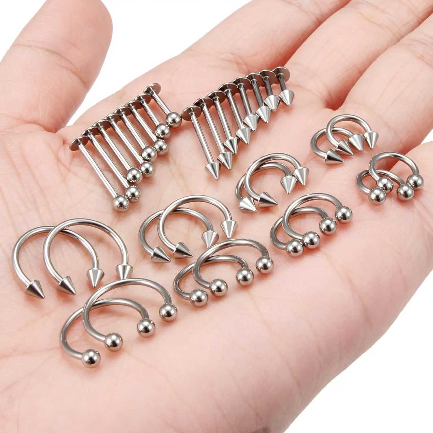 Lip Rings 2PCS Labret Jewelry Lip Barbell Ring Snake Bite Piercing Jewelry 16G Helix Earring Daith Tragus Cartilage Stud Y240921