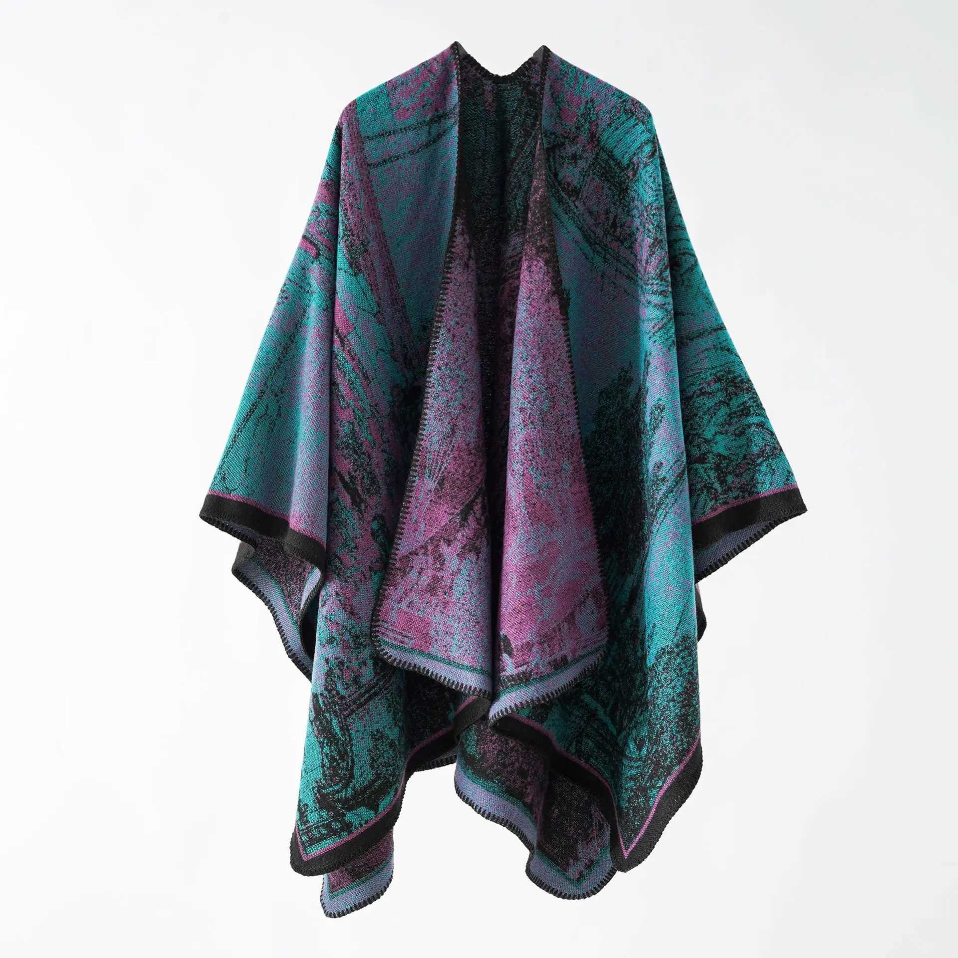 WeHello Bohemian retro ethnic style womens shawl big brand imitates cashmere cape thick autumn and winter scars W240921