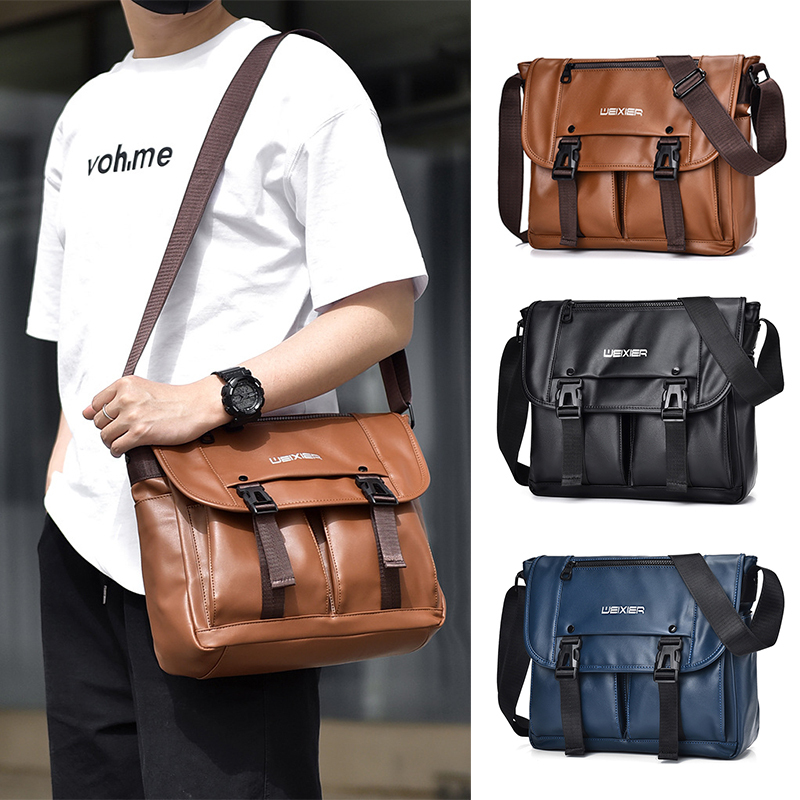 Men's Messenger Shoulder Briefcase PU Leather Crossbody Designer Porter Side Pouch Essentials Cross Male Office Bag Husband