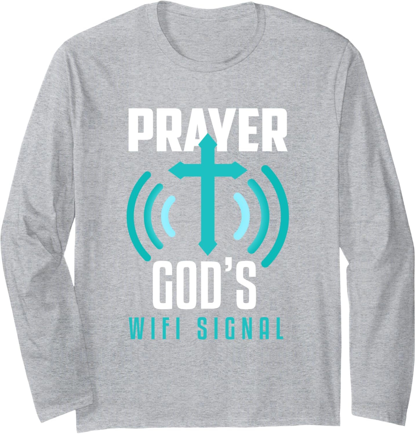 Long Sleeve Shirts for Men sweatshirt Funny Prayer Gods Wifi Signal Religious Pray Faith Jesus Long Sleeve Tee Streetwear Casual tops clothes
