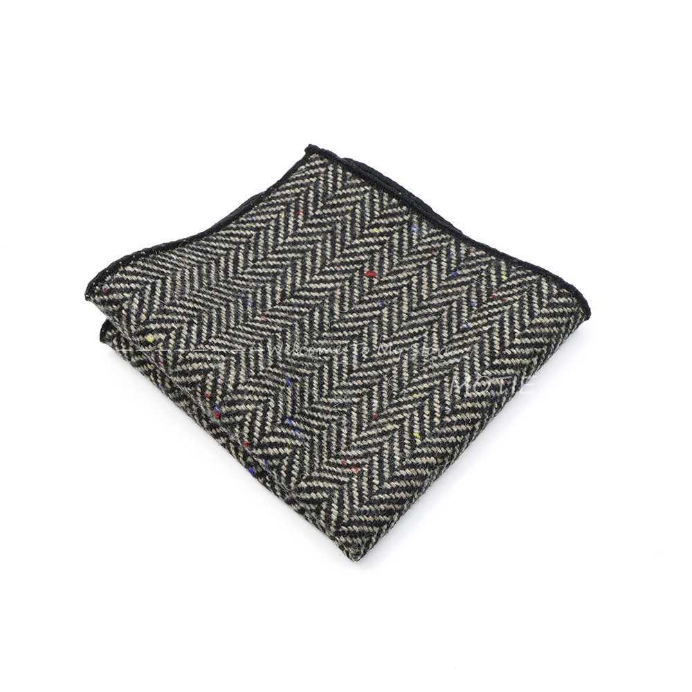 Mens Classic Hanky Plaid Striped Pocket Squared Handkerchief Wool Brown Grey Hankerchief Wedding Party Gift for Man AccessoriesX240921