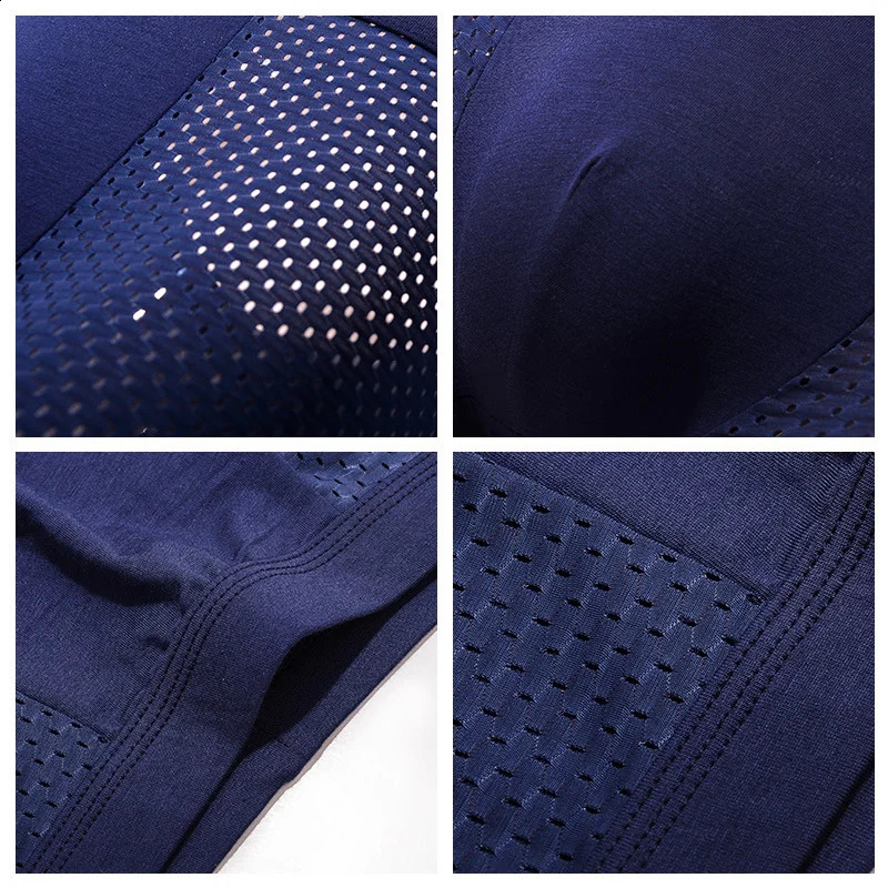 4 pieces/batch mens bamboo underwear mesh breathable L-5XL Boxee mens underwear short style mens sexy solid boxing shorts 240921