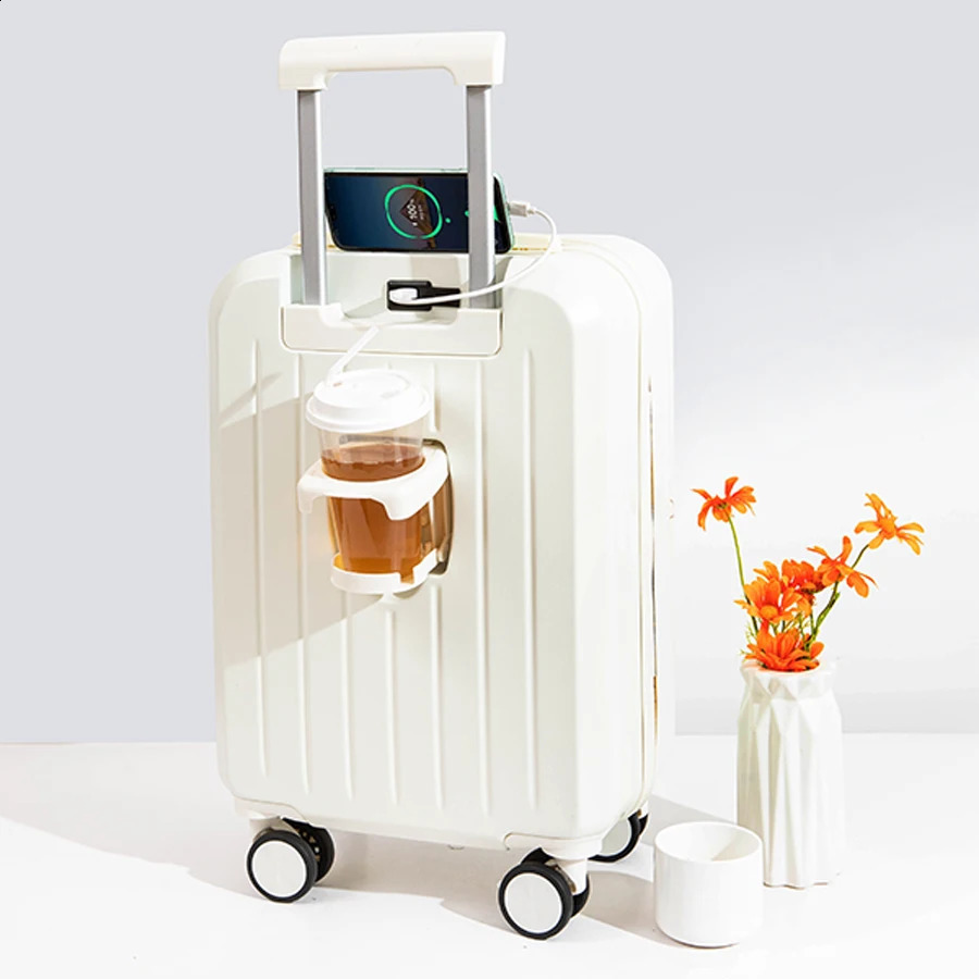 Small fresh lightweight multifunctional solid color student suitcase silent universal luggage and bags 240918
