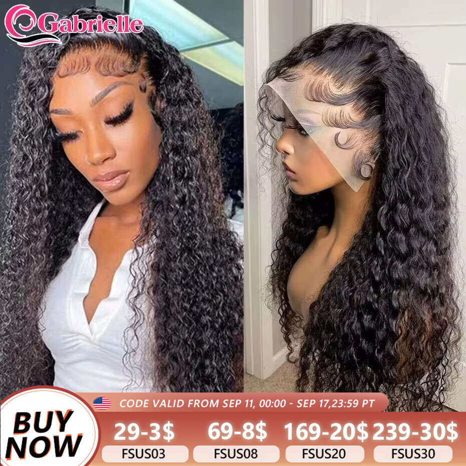 Gabrielle Brazilian Deep Wave Front 30 Inch 13x4 Human Wigs for Women 4x4 Lace Closure Wig Remy Hair 180% Density