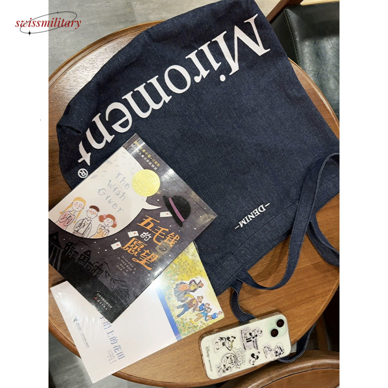 oversized capacity and denim texture. Single shoulder tote bag with high-end feel for girls #13 Swissmilitary