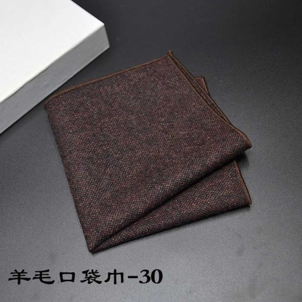 23*23CM New Vintage Wool Pocket Square Plaid Black Handkerchief Mens Business Suit Tie Accessories Scarf Hankies Tuxedo CravatX240921