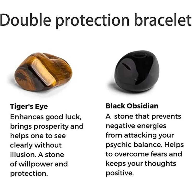 Initials Bracelets for Men Letter Link Handmade Natural Black Onyx Tiger Eye Stone Beads Bracelet Polished Black Agate BanglesX240921