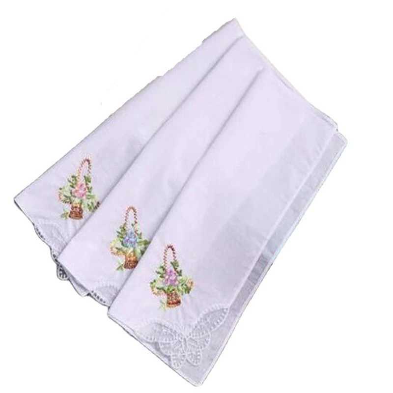 28CM Luxury Cotton White Lace Handkerchief Embroidered Women Square Ladies Hanky Children Towel Party Wedding GiftX240921
