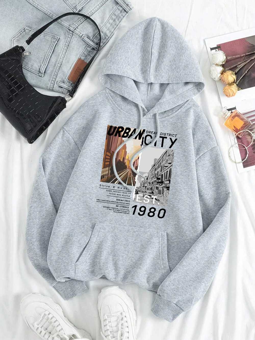 Urban Dream District City Printed Hoodie Mens Hip Hop Fashion Hoodie Harajuku Wool Sweatshirt Autumn Crewneck Clothing W240921