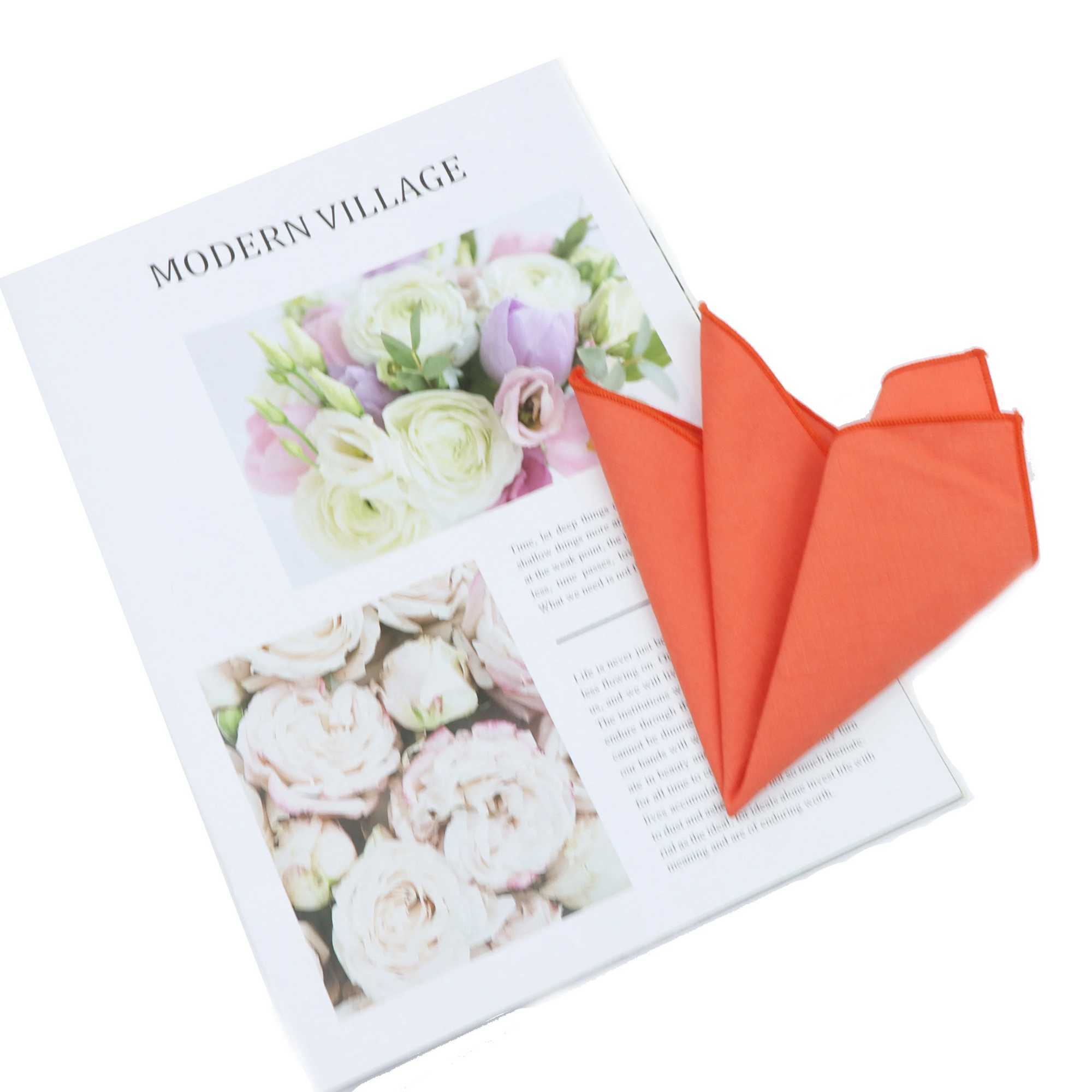 Cotton Macarons Solid Color Pocket Square Colorful Orange Red Handkerchief 22*22cm Mens Women Hanky For Business Wedding PartyX240921