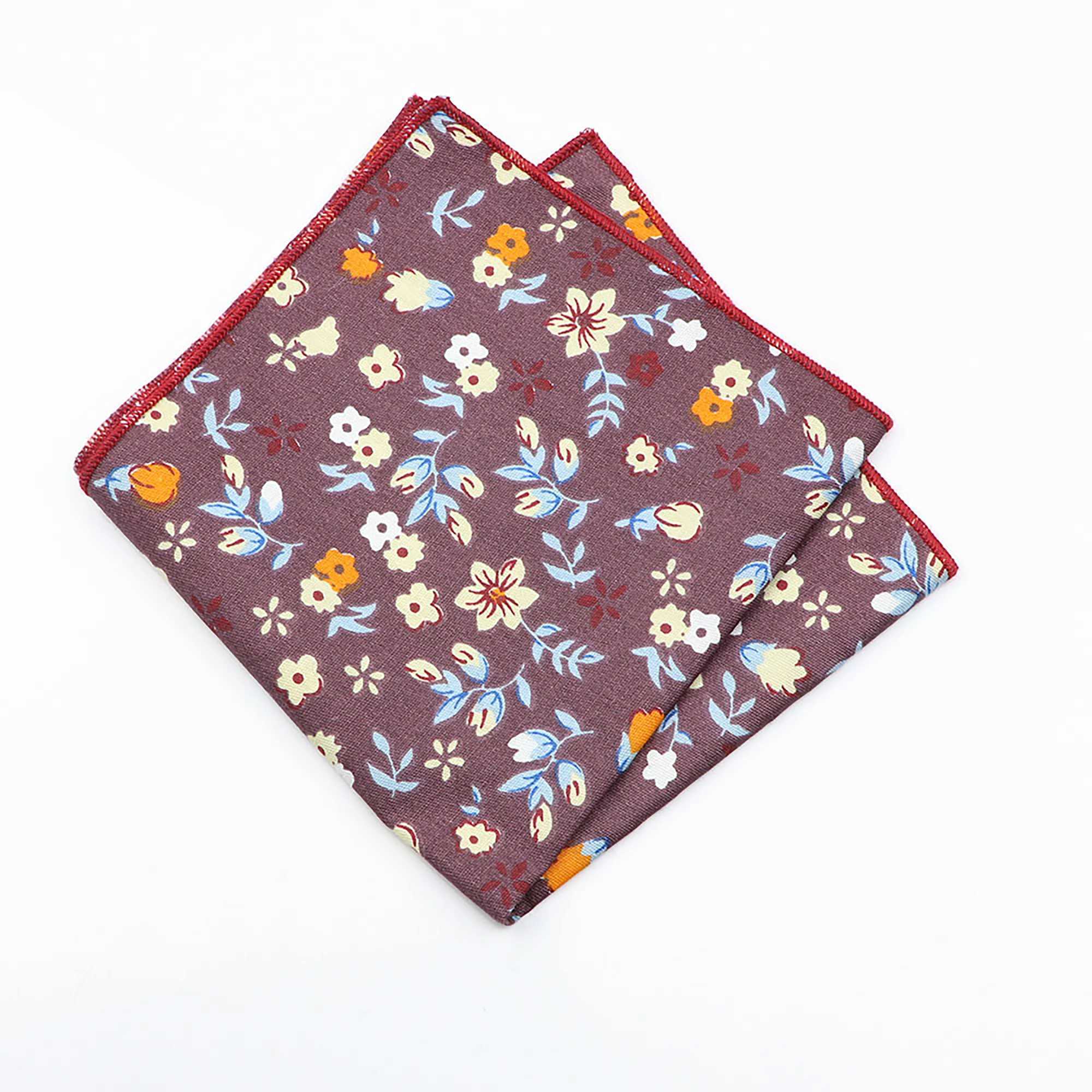 Light Color Floral Handkerchief 100% Cotton Print Flower Pattern Hanky For Men Women Casual Wedding Party Pocket Square GiftX240921