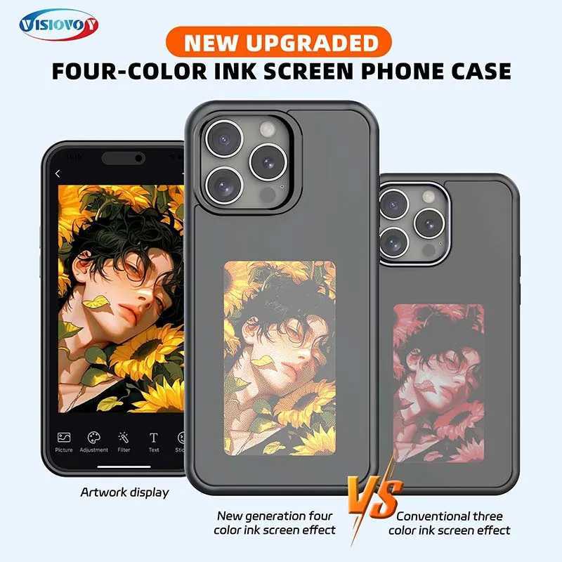 New technology NFC function phone case suitable for lPhone 16 15 14 13 Pro Max DIY phone case E ink screen phone cover cartoon girl Funda battery free