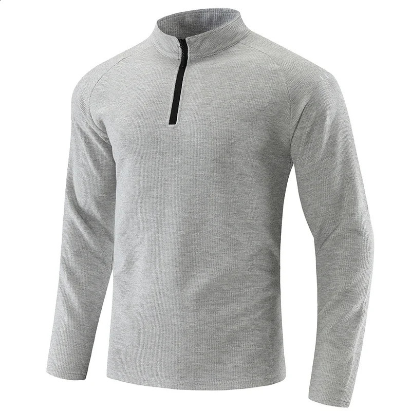 Mens Stand up Collar Zipper Long Sleeve Hoodie Sports Breathable Fitness Fashionable Top 240911