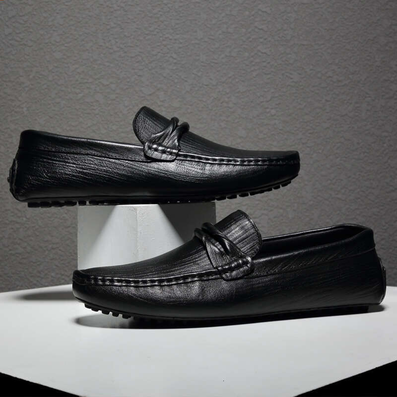 Top Quality Genuine Leather Loafers Men Brand Rubber Casual Mens Slip on Breathable Summer Flats Driving Shoes Man