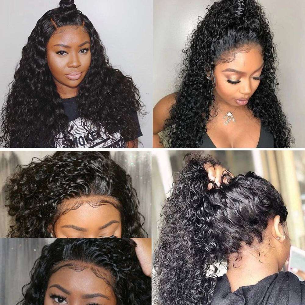 13x4 Kinky Curly Front Human Hair Wigs For Black Women Brazilian Transparent Lace Frontal Wig 180%-250% Density KF Beauty U