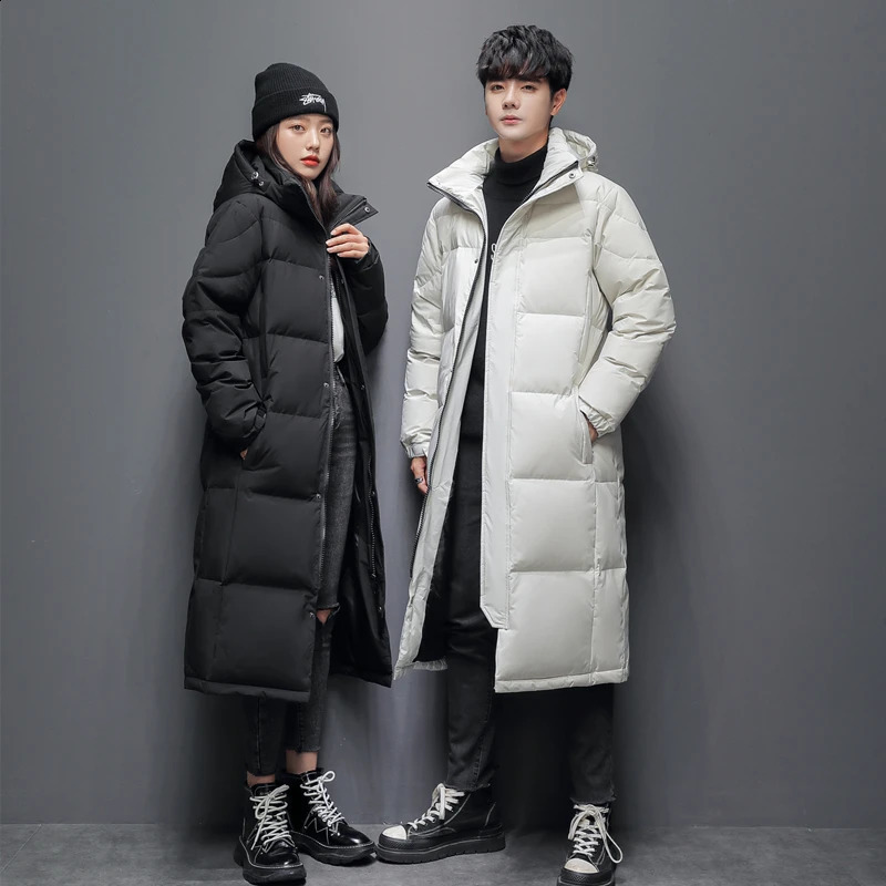 -20°C Down Jacket Men Long Jackets Winter Warm Lightweight White Duck Down Coats Men Streetwear Overcoats Women Clothing 240911