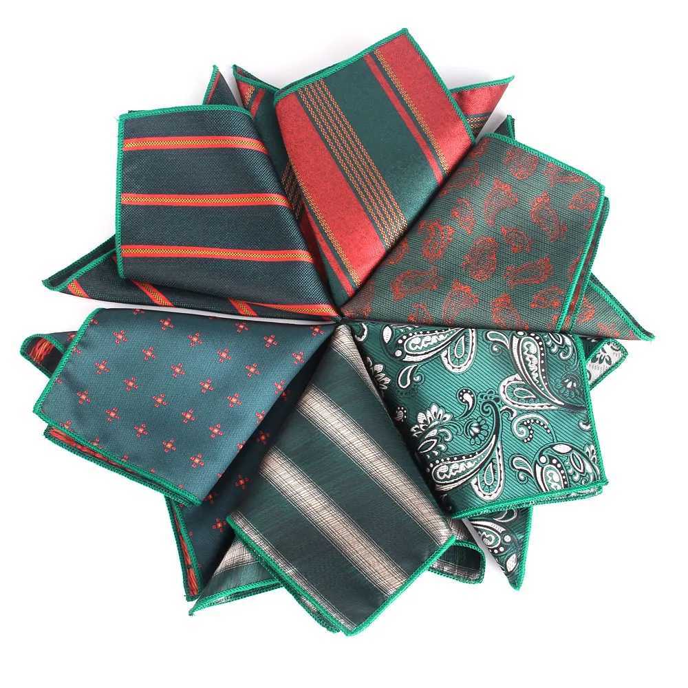 The new green patterned pocket square is suitable for men women flat chest towels weddings gentlemen Hanji mens sets and hand-held chief pocket towels