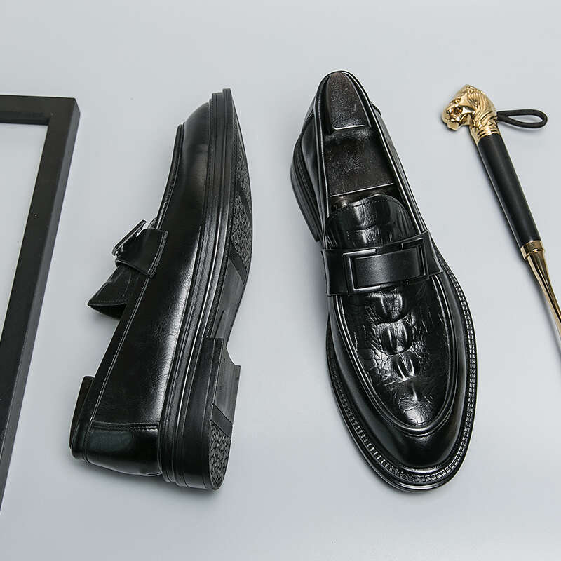 Classic Brand Genuine Leather Fashionable Low Top Banquet Dress Men's Loafers Business Casual Shoes