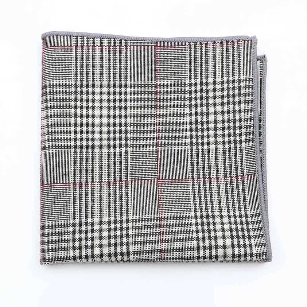 Fashion Cotton Plaid Hankerchief Scarves Vintage Grey Black Hankies Mens High Quality Business Suit Pocket Square HandkerchiefsX240921