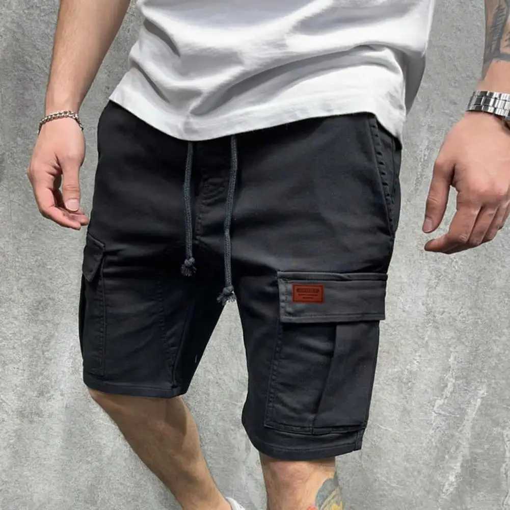 Shrink Resistant Trendy Multi Pockets Men Cargo Shorts Streetwear Men Shorts Drawstring for FitnessX240921