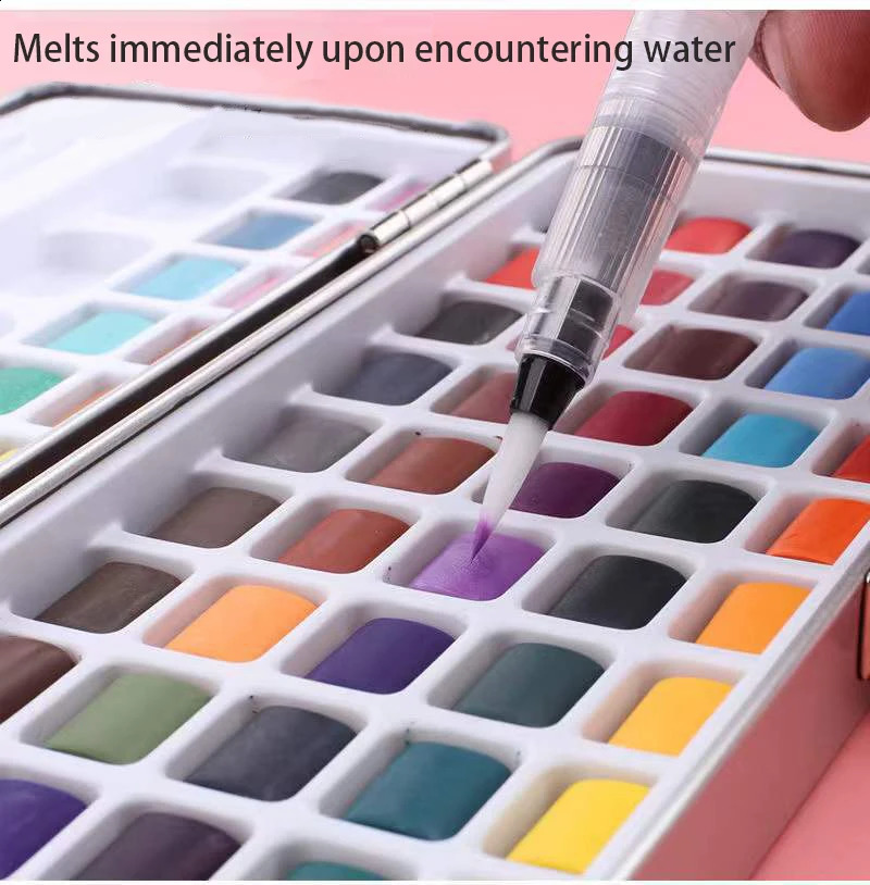 Profession 100 Color Solid Pigment Watercolor Manicure Nail Draw DIY Painting Kit Watercolor Paint Decor Nail Pigment With Brush 240911
