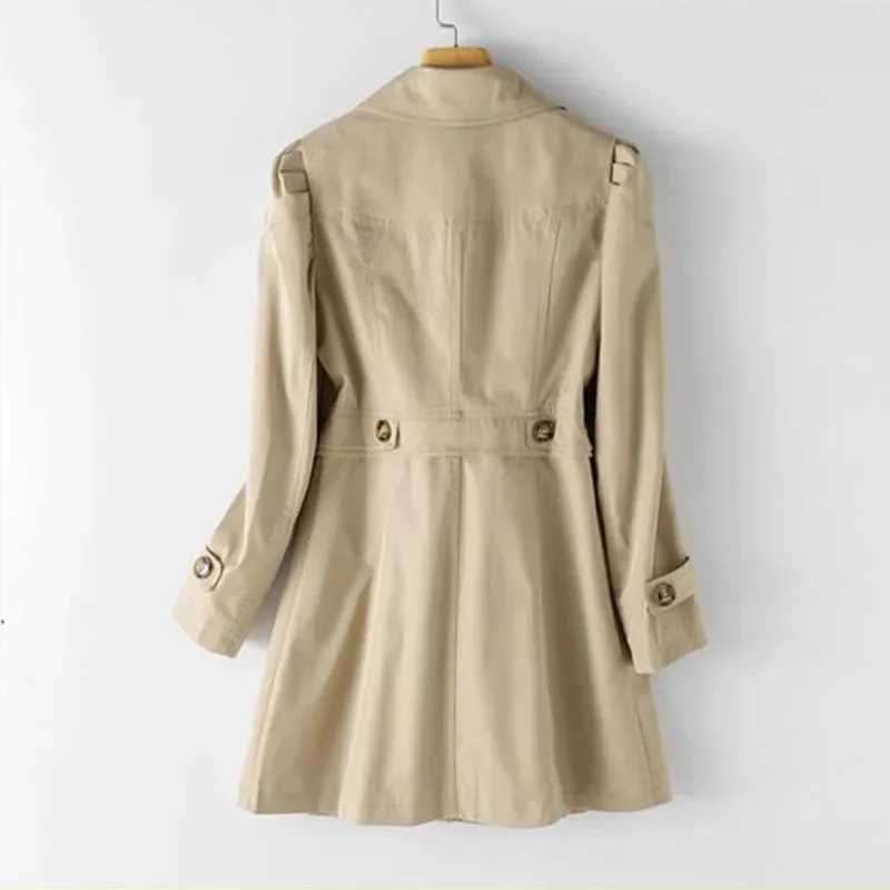 Spring Autumn Trench Coat Woman 2024 New Korean Single-breasted Mid-Long Women Overcoat 5XL Khaki Windbreaker R129X240921