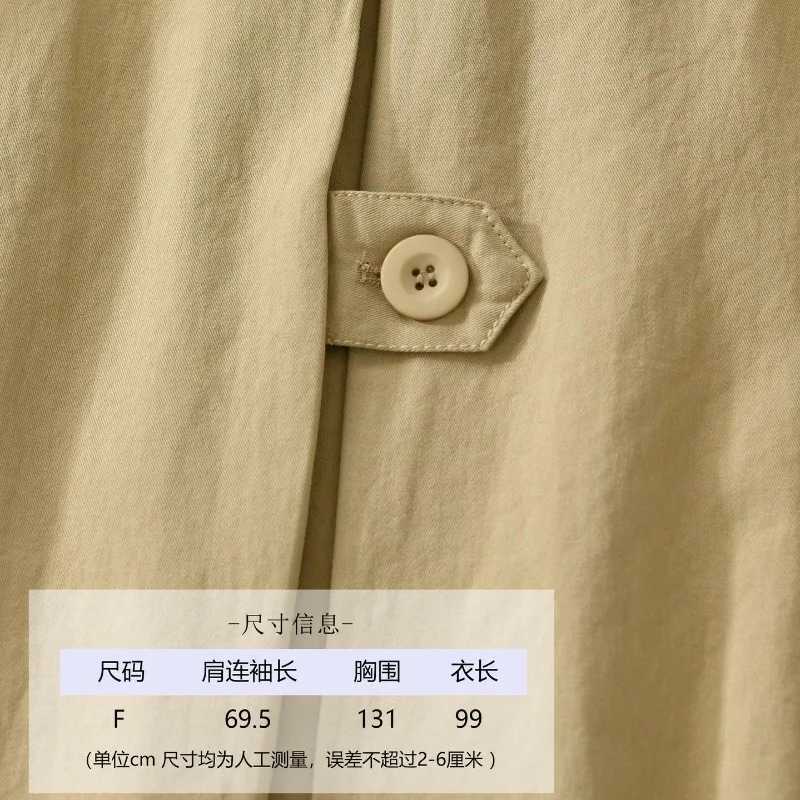 Retro Lapel Medium-length Trench Coat for Women Single-breasted Loose Casual Windbreaker Black Khaki Green Outerwear Jacket TopsX240921