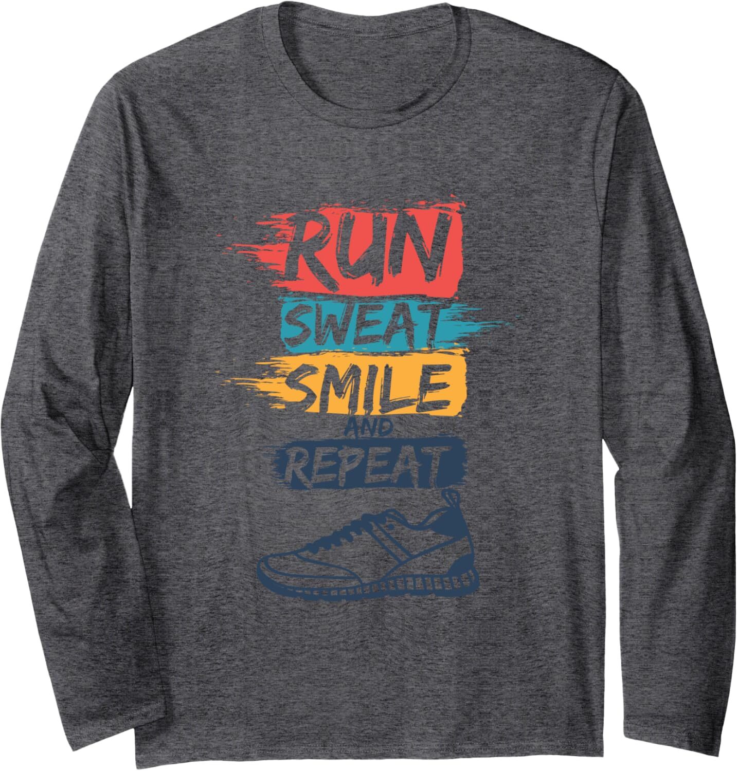 Long Sleeve Shirts for Men sweatshirt Run Sweat Smile Repeat Sport Funny Runner Gift Long Sleeve Tee Streetwear Casual tops clothes fashion